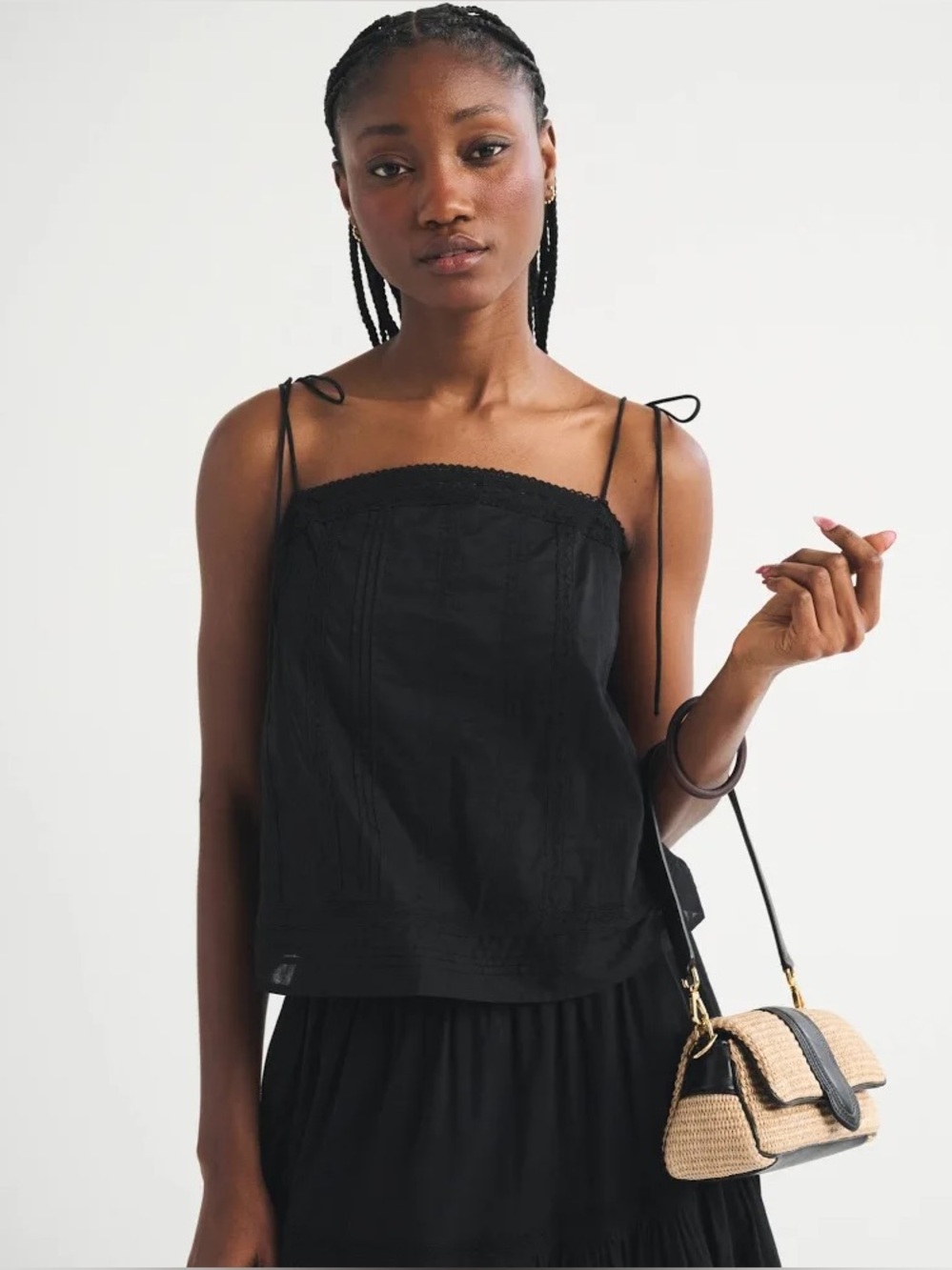 Abercrombie & Fitch Lace-Trim Tie-Strap Cami